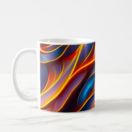 Abstrakt Swirl Blue Red Flames Kaffeetasse (Links)
