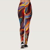 Abstrakt Swirl Blue Red Flames Leggings (Rückseite)