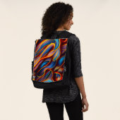 Abstrakt Swirl Blue Red Flames Rucksack (Ausgewaschen)