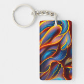 Abstrakt Swirl Blue Red Flames Schlüsselanhänger (Vorderseite)
