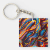 Abstrakt Swirl Blue Red Flames Schlüsselanhänger (Vorderseite)