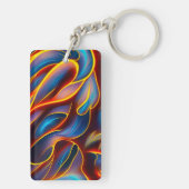Abstrakt Swirl Blue Red Flames Schlüsselanhänger (Rückseite)