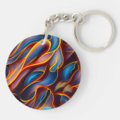 Abstrakt Swirl Blue Red Flames Schlüsselanhänger (Rückseite)