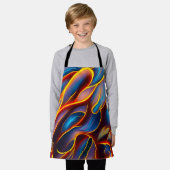 Abstrakt Swirl Blue Red Flames Schürze (Getragen)