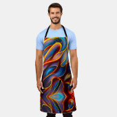 Abstrakt Swirl Blue Red Flames Schürze (Getragen)