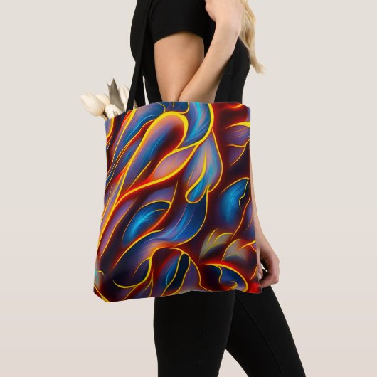 Abstrakt Swirl Blue Red Flames Tasche (Von Nahem)