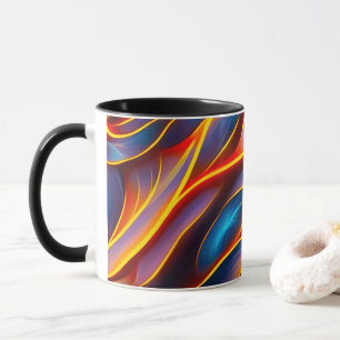 Abstrakt Swirl Blue Red Flames Tasse