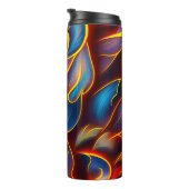 Abstrakt Swirl Blue Red Flames Thermosbecher (Nach rechts gedreht)