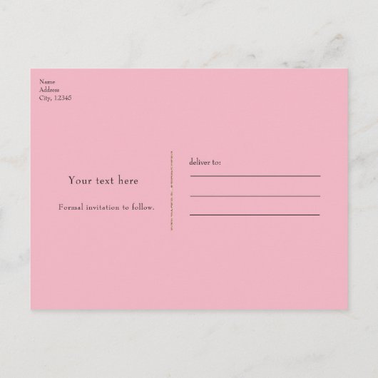 Abstrakt Swirl Pink Black & Gold Save the Date Ankündigungspostkarte (Rückseite)