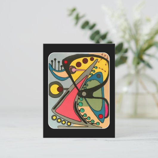 Abstrakt Talking Man Malerei aus der Mitte des Jah Postkarte (Stehend Vorderseite)