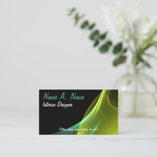 Abstrakt Techno Dreamy Green Yellow Sweep Visitenkarte (Stehend Vorderseite)