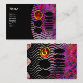 ABSTRAKT TECHNO MONOGRAM Red ruby Visitenkarte (Vorne/Hinten)