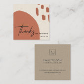 ABSTRAKT TERRACOTTA RED KRAFT SCANDI DANKE QUADRATISCHE VISITENKARTE (Vorne/Hinten)