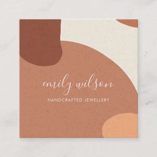 ABSTRAKT TERRACOTTA RED ORANGE KRAFT SCANDI QUADRATISCHE VISITENKARTE (Vorderseite)