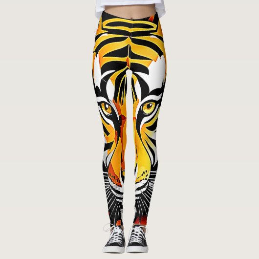 Abstrakt Tiger Art Leggings (Vorderseite)