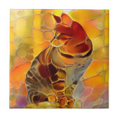 Abstrakt Tiger Cat Keramik Tile Fliese (Vorderseite)