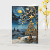Abstrakt Time Art Card | Moderne Weihnachtsgrüße Karte (Gelbe Blume)