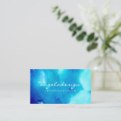 Abstrakt Tinte Blue Ocean Sea Ombre Visitenkarte (Stehend Vorderseite)