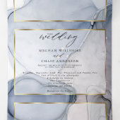 Abstrakt Tinte dunkelblau Mauve Plum triftige Einf Dreifach Gefaltete Einladung (Innenseite Mitte)