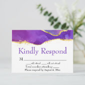 Abstrakt Tinte Fuchsia Pink Lila Gold RSVP Karte (Stehend Vorderseite)