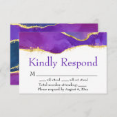 Abstrakt Tinte Fuchsia Pink Lila Gold RSVP Karte (Vorne/Hinten)