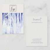 Abstrakt-Tintenblau-Linien-Logo-Blank-Juwelierhalt Visitenkarte (Vorne/Hinten)