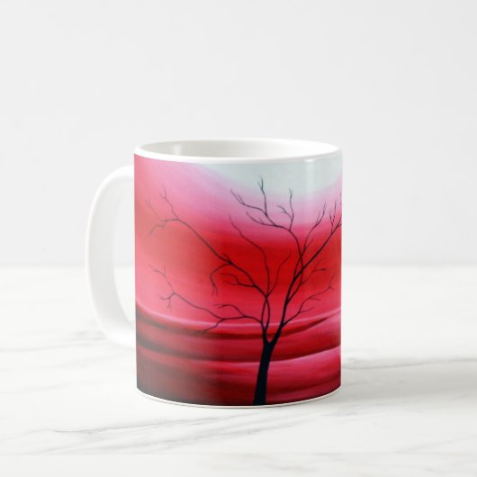 Abstrakt Tree Red Sky Kaffeetasse (Vorderseite Links)