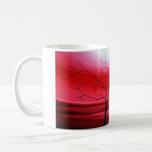 Abstrakt Tree Red Sky Kaffeetasse (Links)