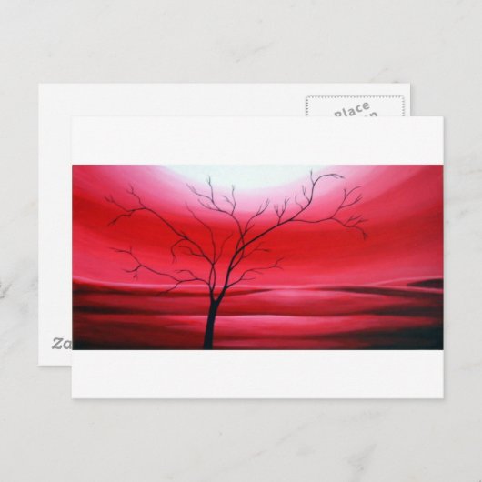 Abstrakt Tree Red Sky Postkarte (Vorne/Hinten)