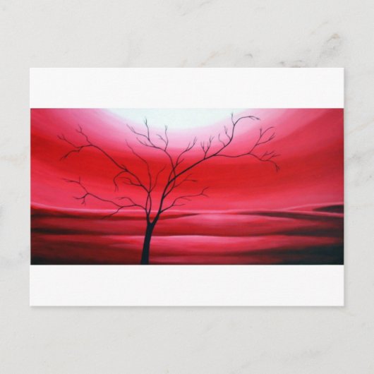 Abstrakt Tree Red Sky Postkarte (Vorderseite)