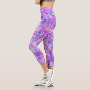 Abstrakt Trendy Camouflage Rosa Lila Blau Capri Leggings