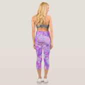 Abstrakt Trendy Camouflage Rosa Lila Blau Capri Leggings (Rückseite)