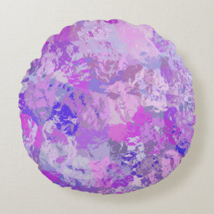 Abstrakt Trendy Camouflage Rosa Lila Blau Rundes Kissen