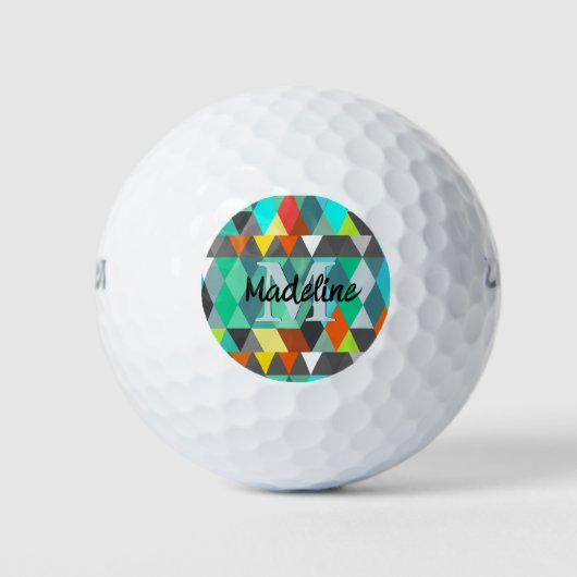 Abstrakt Triangle Monogram Personalisiert Golf Bal Golfball (Vorderseite)