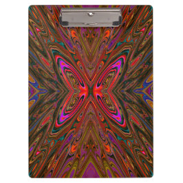 Abstrakt Trippy Orange und Magenta Butterfly Klemmbrett