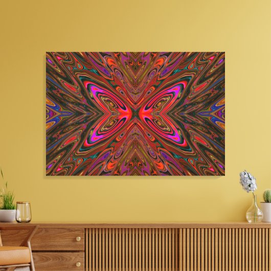 Abstrakt Trippy Orange und Magenta Butterfly Leinwanddruck (Insitu (Wohnzimmer))