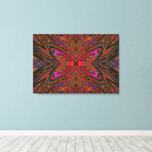 Abstrakt Trippy Orange und Magenta Butterfly Leinwanddruck (Insitu (Holzboden))