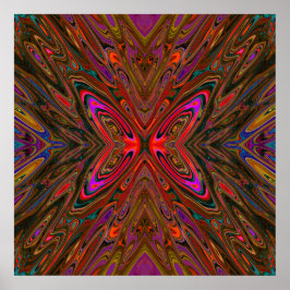 Abstrakt Trippy Orange und Magenta Butterfly Poster