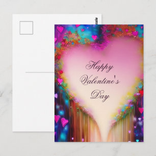 Abstrakt tropfendes florales Herz-Valentinstag Postkarte