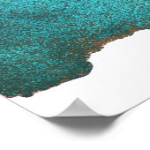 Abstrakt Türkis Aquamarines Gold Alkohol Tinte Poster (Ecke)