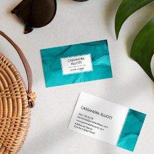 Abstrakt Türkis Einzigartiger Alkohol Tinte Flüssi Visitenkarte