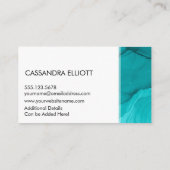 Abstrakt Türkis Einzigartiger Alkohol Tinte Flüssi Visitenkarte (Rückseite)