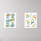 Abstrakt Türkis Orange Green Mitte Jahrhundert Mod Bilderwand Sets (Vorderseite)