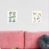 Abstrakt Türkis Orange Green Mitte Jahrhundert Mod Bilderwand Sets (Wohnzimmer)