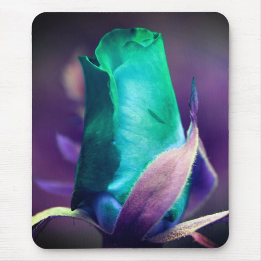 Abstrakt Türkis Rosenknospe Blumen Art Mousepad (Vorne)