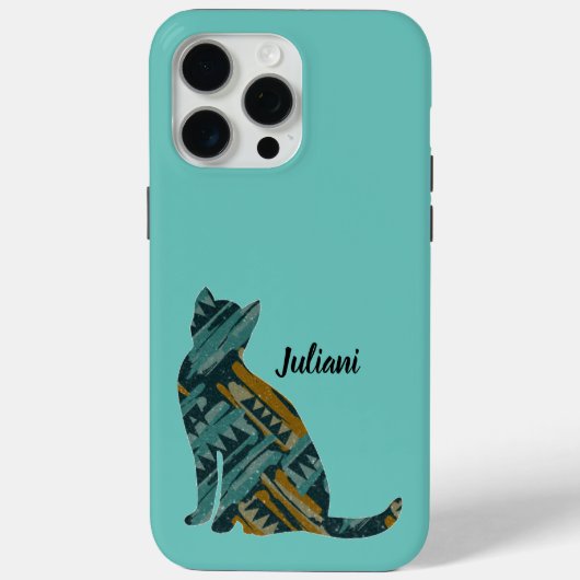 Abstrakt Türkis und Gold Cat Lover Case-Mate iPhone Hülle (Rückseite)