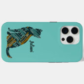 Abstrakt Türkis und Gold Cat Lover Case-Mate iPhone Hülle (Rückseite (Horizontal))