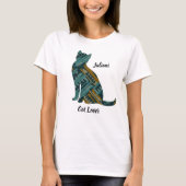 Abstrakt Türkis und Gold Cat Lover T-Shirt (Vorderseite)