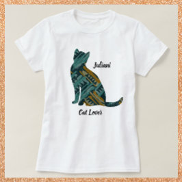 Abstrakt Türkis und Gold Cat Lover T-Shirt