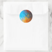 Abstrakt türkisblau, orange und rot runder aufkleber (Tasche)